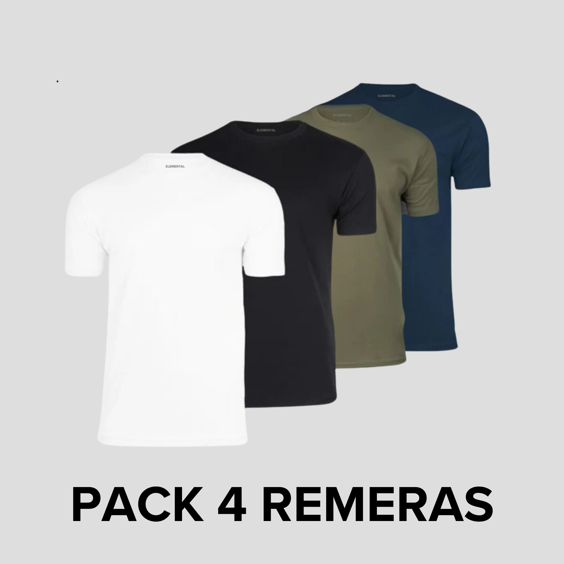 Pack 4 Remeras Elementales, fit perfecto, algodon 100% Organico