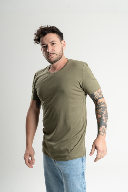 Pack 3 Remeras Elementales, 100% Algodon Organico, Ajustada en brazos, Suelta en Abdomen.